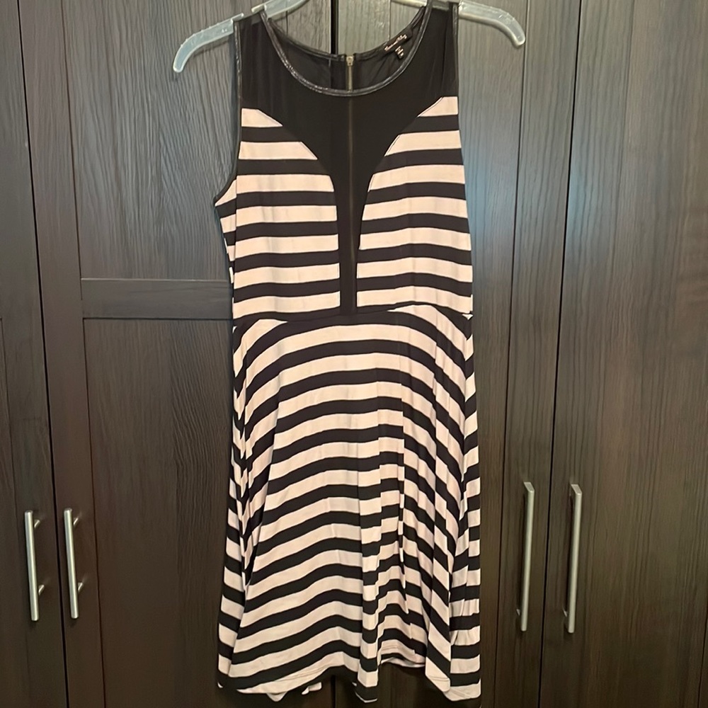 Black and Tan Striped Sun Dress